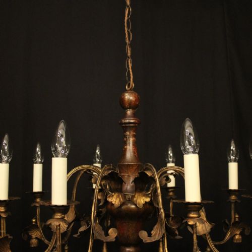 FLORENTINE 8 LIGHT POLYCHROME ANTIQUE CHANDELIER - ADDITIONAL PHOTO 7