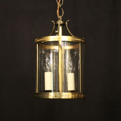 french small gilded brass twin light antique lantern - CATEGORY: ANTIQUE LIGHTING - DATED 1920