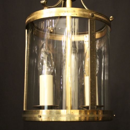 FRENCH SMALL GILDED BRASS TWIN LIGHT ANTIQUE LANTERN - ADDITIONAL PHOTO 3