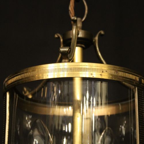 FRENCH SMALL GILDED BRASS TWIN LIGHT ANTIQUE LANTERN - ADDITIONAL PHOTO 4
