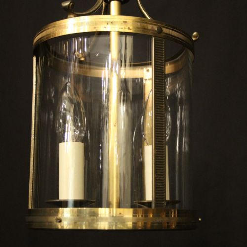 FRENCH SMALL GILDED BRASS TWIN LIGHT ANTIQUE LANTERN - ADDITIONAL PHOTO 6