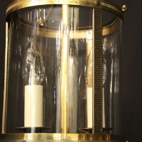 FRENCH SMALL GILDED BRASS TWIN LIGHT ANTIQUE LANTERN - ADDITIONAL PHOTO 7