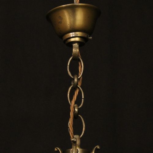 FRENCH SMALL GILDED BRASS TWIN LIGHT ANTIQUE LANTERN - ADDITIONAL PHOTO 9