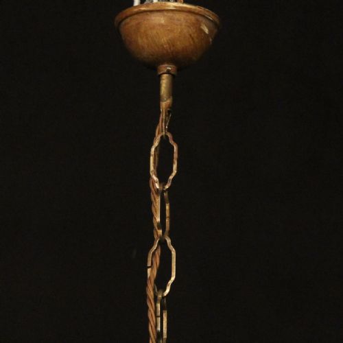 FRENCH TOLEWARE 6 LIGHT ANTIQUE CHANDELIER - ADDITIONAL PHOTO 9