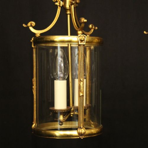 FRENCH PAIR OF GILDED BRONZE ANTIQUE LANTERNS - ADDITIONAL PHOTO 1