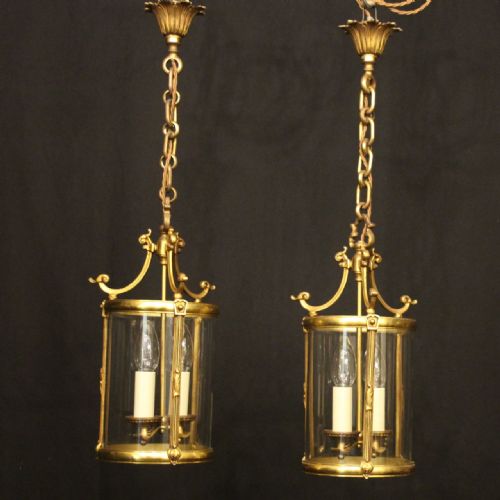 FRENCH PAIR OF GILDED BRONZE ANTIQUE LANTERNS - ADDITIONAL PHOTO 8