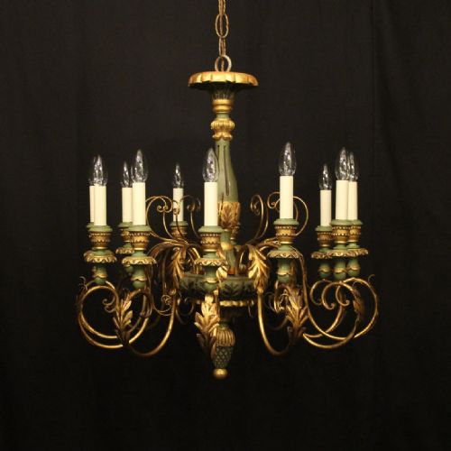 florentine 12 light giltwood antique chandelier - CATEGORY: ANTIQUE LIGHTING - DATED 1930