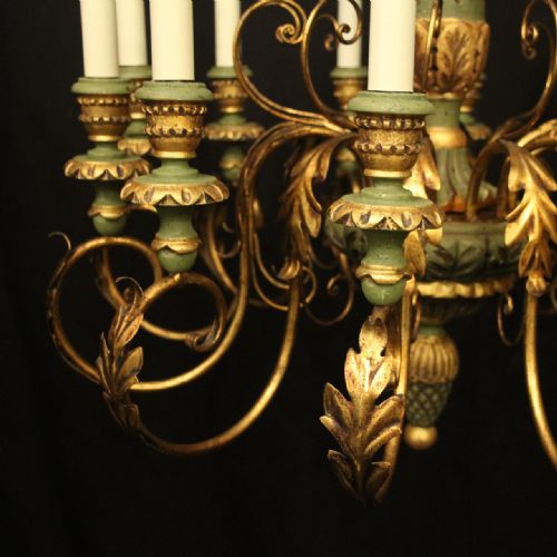 FLORENTINE 12 LIGHT GILTWOOD ANTIQUE CHANDELIER - ADDITIONAL PHOTO 1