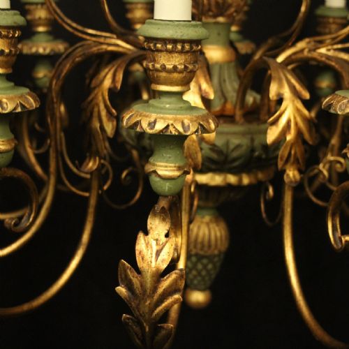 FLORENTINE 12 LIGHT GILTWOOD ANTIQUE CHANDELIER - ADDITIONAL PHOTO 2