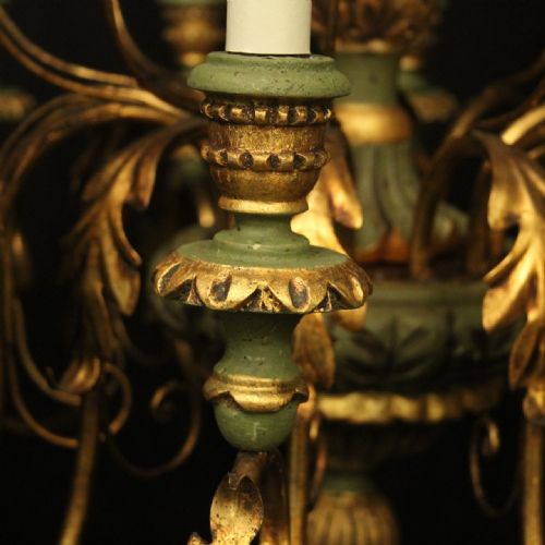 FLORENTINE 12 LIGHT GILTWOOD ANTIQUE CHANDELIER - ADDITIONAL PHOTO 3
