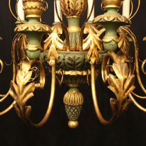 FLORENTINE 12 LIGHT GILTWOOD ANTIQUE CHANDELIER - ADDITIONAL PHOTO 4