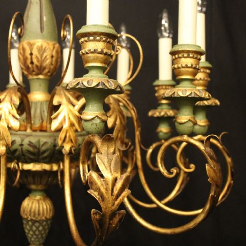 FLORENTINE 12 LIGHT GILTWOOD ANTIQUE CHANDELIER - ADDITIONAL PHOTO 5