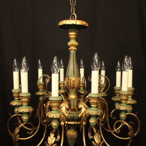 FLORENTINE 12 LIGHT GILTWOOD ANTIQUE CHANDELIER - ADDITIONAL PHOTO 6