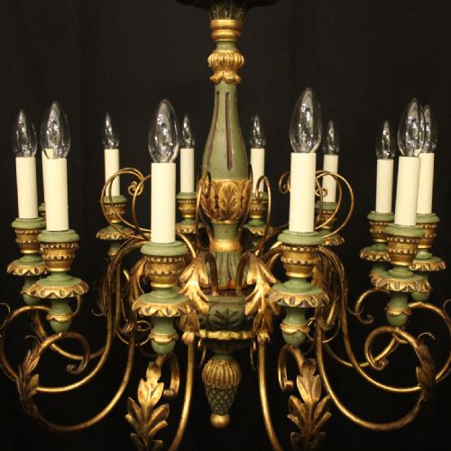 FLORENTINE 12 LIGHT GILTWOOD ANTIQUE CHANDELIER - ADDITIONAL PHOTO 7