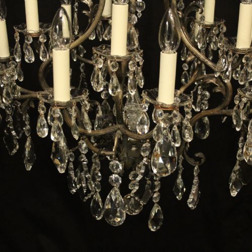 FRENCH CRYSTAL SILVER GILDED BRONZE 15 LIGHT CHANDELIER - ADDITIONAL PHOTO 2