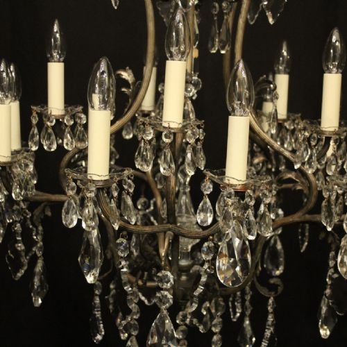 FRENCH CRYSTAL SILVER GILDED BRONZE 15 LIGHT CHANDELIER - ADDITIONAL PHOTO 3