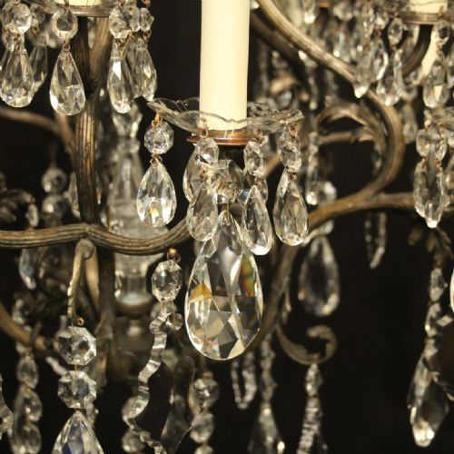 FRENCH CRYSTAL SILVER GILDED BRONZE 15 LIGHT CHANDELIER - ADDITIONAL PHOTO 5