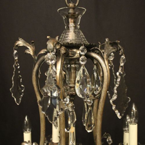 FRENCH CRYSTAL SILVER GILDED BRONZE 15 LIGHT CHANDELIER - ADDITIONAL PHOTO 6