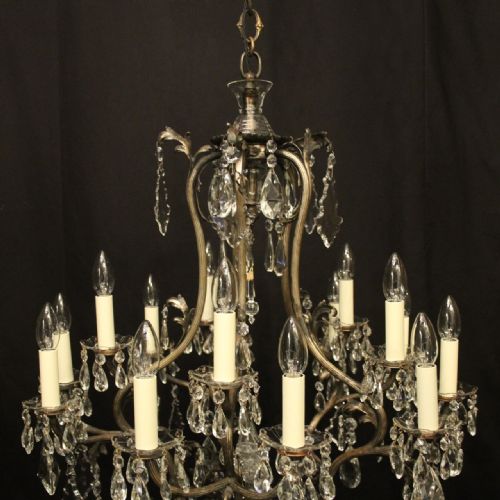 FRENCH CRYSTAL SILVER GILDED BRONZE 15 LIGHT CHANDELIER - ADDITIONAL PHOTO 7