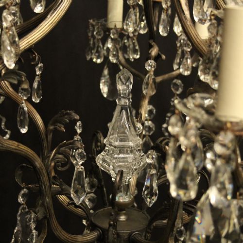 FRENCH CRYSTAL SILVER GILDED BRONZE 15 LIGHT CHANDELIER - ADDITIONAL PHOTO 8