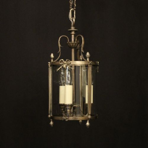 french silver gilded triple light hall lantern - CATEGORY: ANTIQUE LIGHTING - DATED 1920