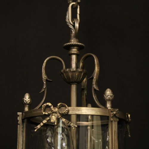 FRENCH SILVER GILDED TRIPLE LIGHT HALL LANTERN - ADDITIONAL PHOTO 3