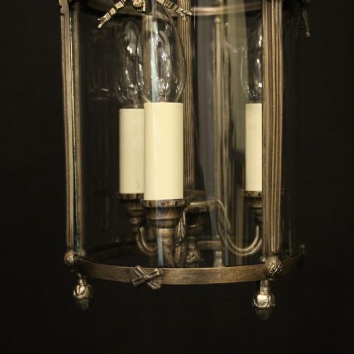 FRENCH SILVER GILDED TRIPLE LIGHT HALL LANTERN - ADDITIONAL PHOTO 4
