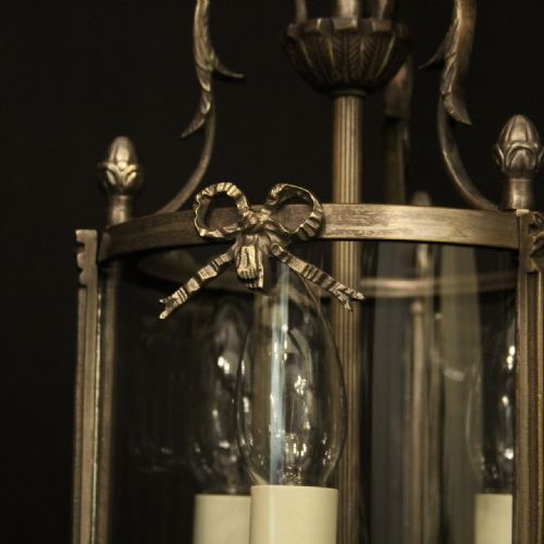FRENCH SILVER GILDED TRIPLE LIGHT HALL LANTERN - ADDITIONAL PHOTO 5