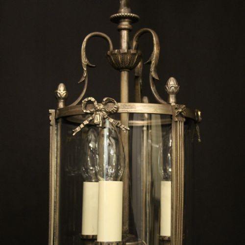 FRENCH SILVER GILDED TRIPLE LIGHT HALL LANTERN - ADDITIONAL PHOTO 6