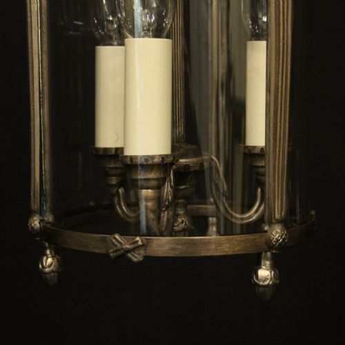 FRENCH SILVER GILDED TRIPLE LIGHT HALL LANTERN - ADDITIONAL PHOTO 7