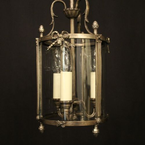 FRENCH SILVER GILDED TRIPLE LIGHT HALL LANTERN - ADDITIONAL PHOTO 8