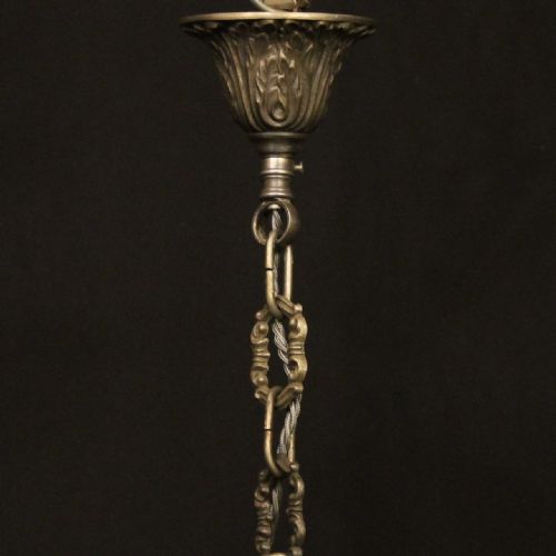 FRENCH SILVER GILDED TRIPLE LIGHT HALL LANTERN - ADDITIONAL PHOTO 9