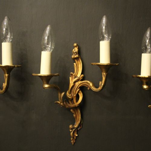 FRENCH SET OF 8 BRONZE TWIN ARM ANTIQUE WALL LIGHTS - ADDITIONAL PHOTO 1