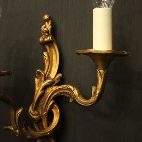 FRENCH SET OF 8 BRONZE TWIN ARM ANTIQUE WALL LIGHTS - ADDITIONAL PHOTO 2