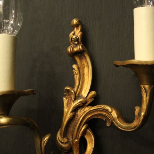 FRENCH SET OF 8 BRONZE TWIN ARM ANTIQUE WALL LIGHTS - ADDITIONAL PHOTO 3