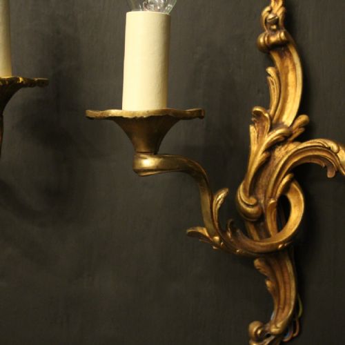 FRENCH SET OF 8 BRONZE TWIN ARM ANTIQUE WALL LIGHTS - ADDITIONAL PHOTO 4