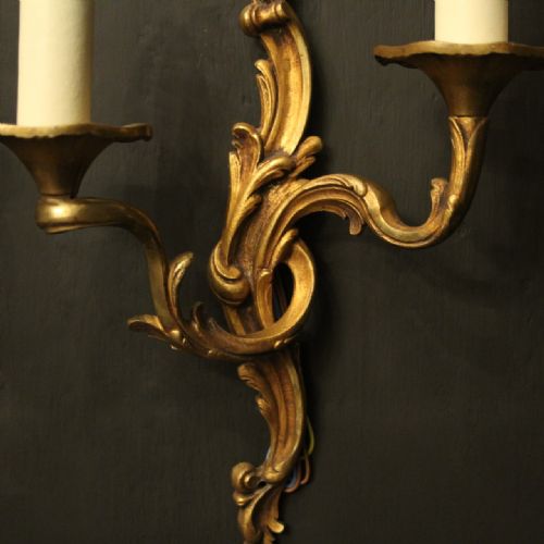 FRENCH SET OF 8 BRONZE TWIN ARM ANTIQUE WALL LIGHTS - ADDITIONAL PHOTO 5