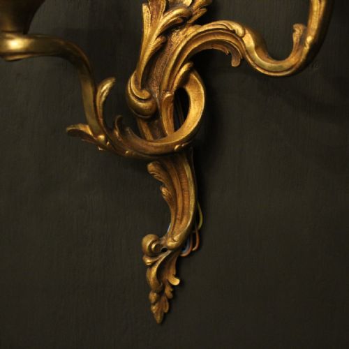 FRENCH SET OF 8 BRONZE TWIN ARM ANTIQUE WALL LIGHTS - ADDITIONAL PHOTO 7