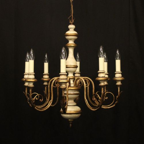 florentine 8 light polychrome chandelier - CATEGORY: ANTIQUE LIGHTING - DATED 1930