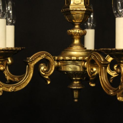 FRENCH GILDED BRONZE 5 LIGHT ANTIQUE CHANDELIER - ADDITIONAL PHOTO 7