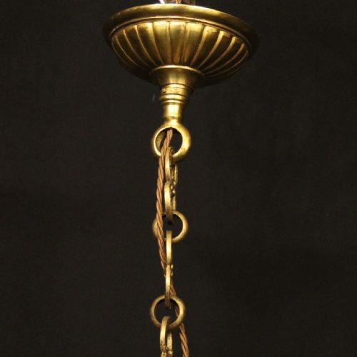 FRENCH GILDED BRONZE 5 LIGHT ANTIQUE CHANDELIER - ADDITIONAL PHOTO 9