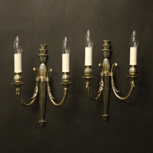 english pair of twin arm antique wall lights - CATEGORY: ANTIQUE LIGHTING - DATED 1920