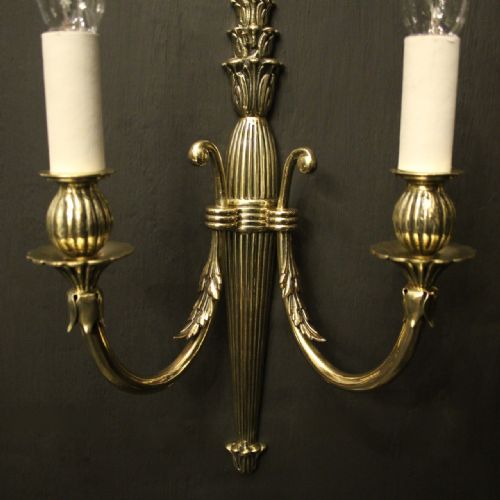 ENGLISH PAIR OF TWIN ARM ANTIQUE WALL LIGHTS - ADDITIONAL PHOTO 2