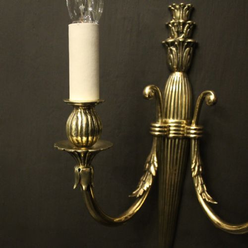 ENGLISH PAIR OF TWIN ARM ANTIQUE WALL LIGHTS - ADDITIONAL PHOTO 3