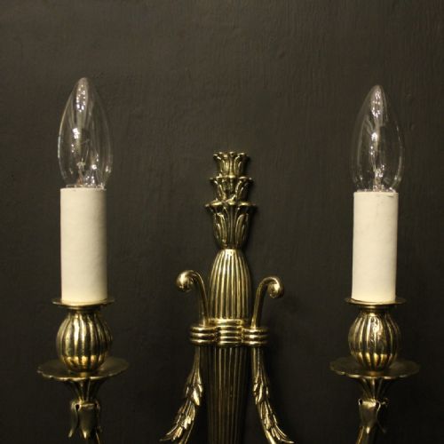 ENGLISH PAIR OF TWIN ARM ANTIQUE WALL LIGHTS - ADDITIONAL PHOTO 4