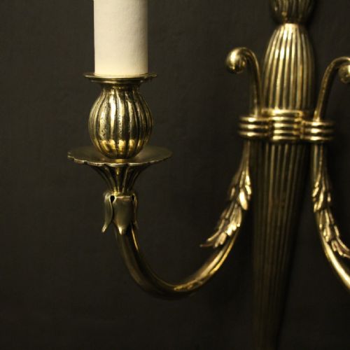 ENGLISH PAIR OF TWIN ARM ANTIQUE WALL LIGHTS - ADDITIONAL PHOTO 6