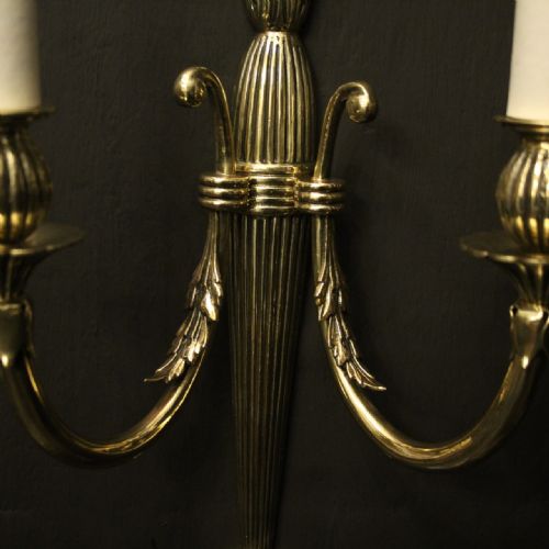 ENGLISH PAIR OF TWIN ARM ANTIQUE WALL LIGHTS - ADDITIONAL PHOTO 8