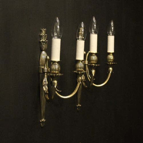 ENGLISH PAIR OF TWIN ARM ANTIQUE WALL LIGHTS - ADDITIONAL PHOTO 9