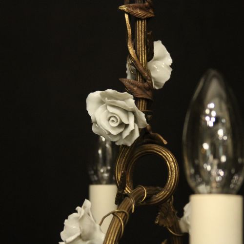 FRENCH GILDED BRONZE 6 LIGHT ANTIQUE CHANDELIER - ADDITIONAL PHOTO 7