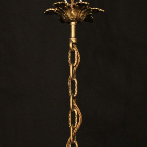 FRENCH GILDED BRONZE 6 LIGHT ANTIQUE CHANDELIER - ADDITIONAL PHOTO 9